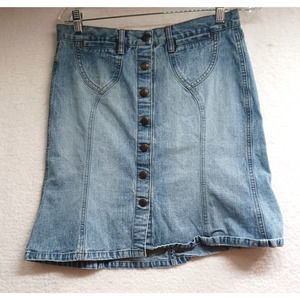 Abercrombie & Fitch Womens Jean Skirt Blue Mini A Line Button 100% Cotton Size 4